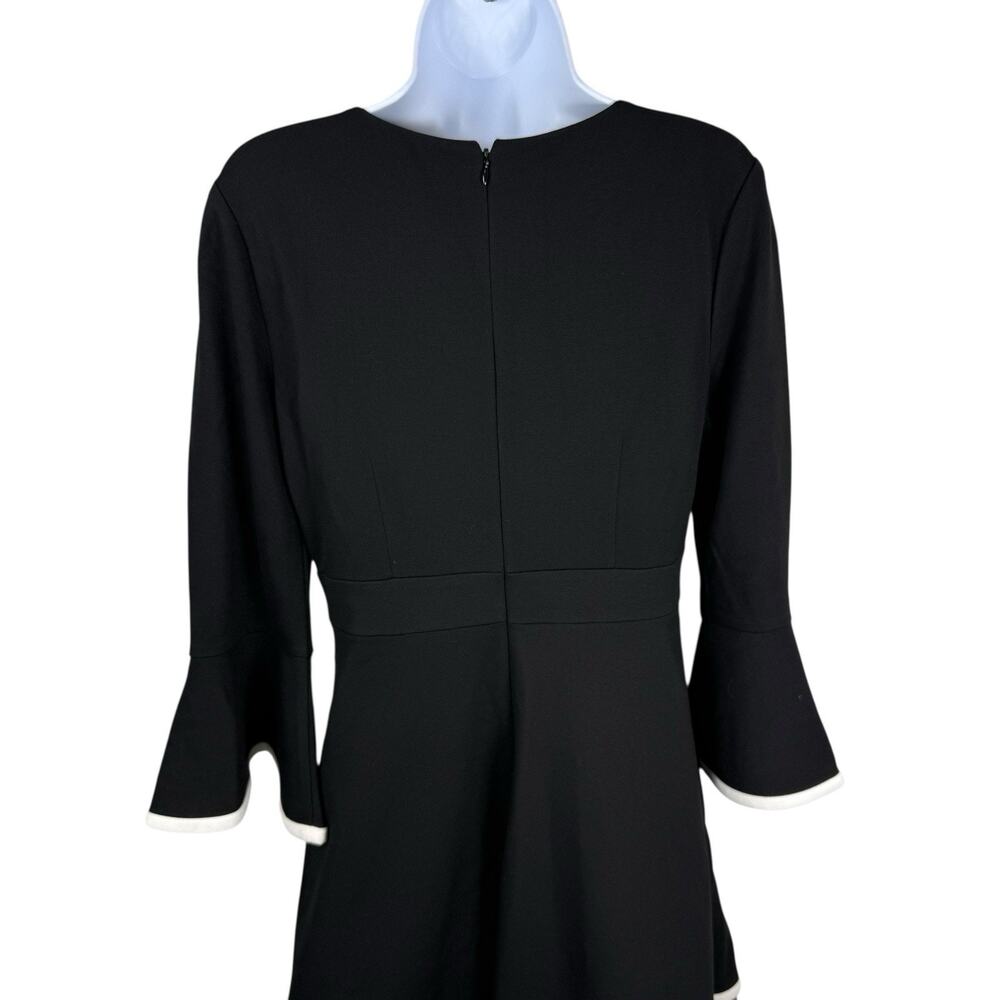 Eliza J Dress Womens 6 Black White Bell Sleeve Ruffled Mini Feminine Romantic - Picture 9 of 14